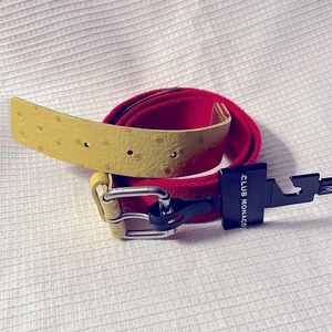 Club Monaco Women’s Belt Medium Trending Color Red & Yellow Made in Italy